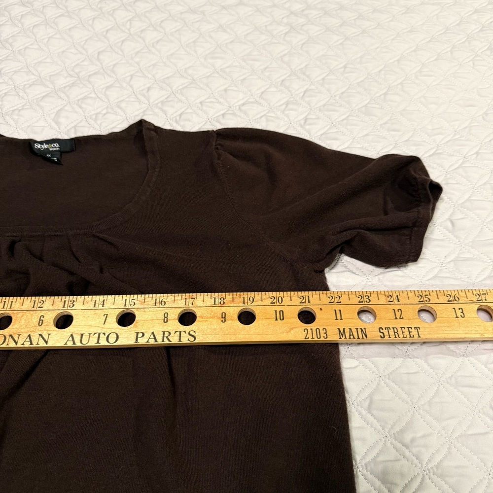 Style & Co. Dark Brown Short Sleeve Sweater 1X - Picture 4 of 9